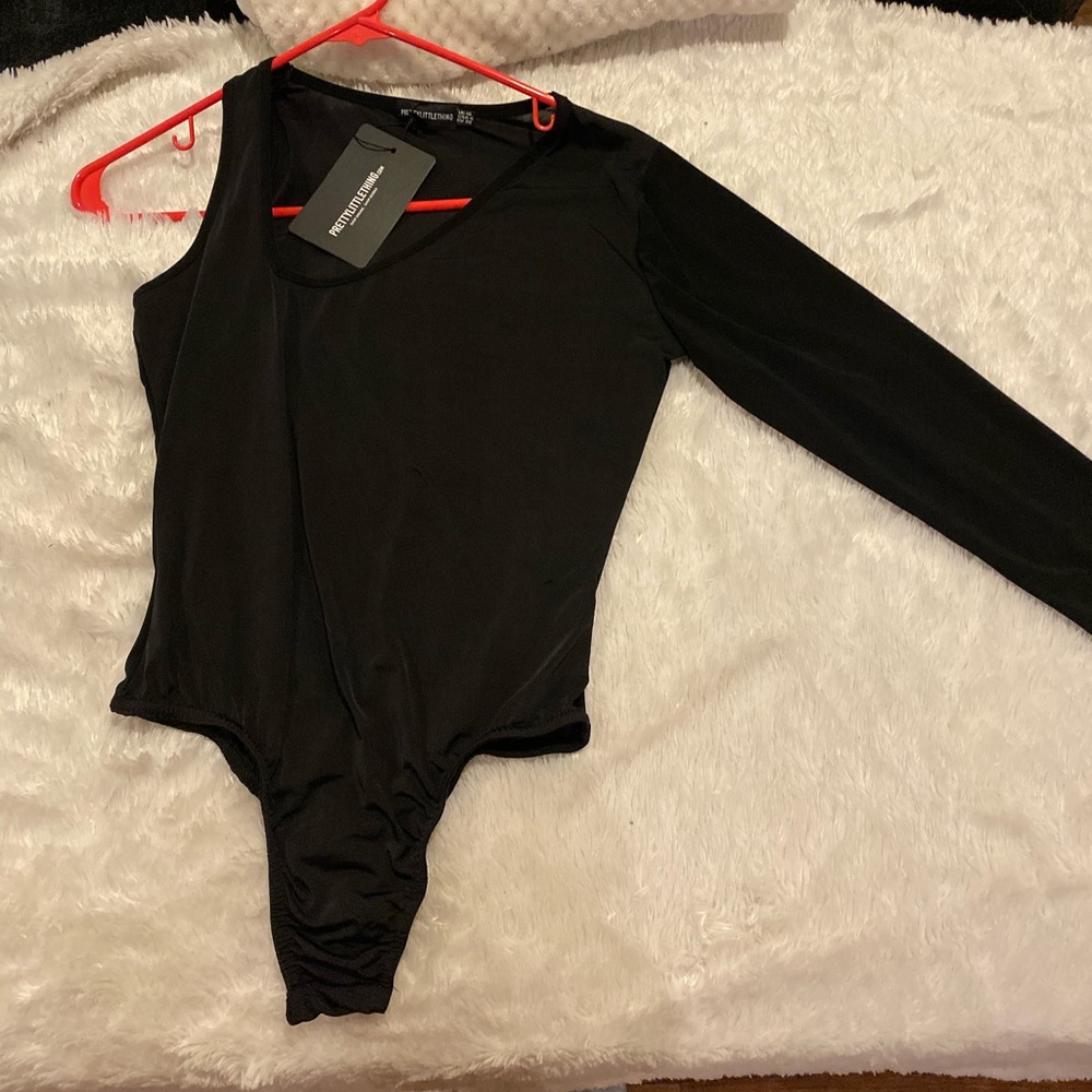 Black one sleeve body suit